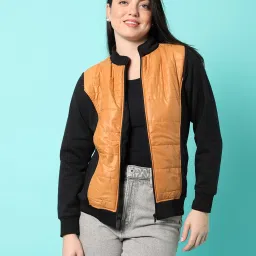 Campus Sutra Mustard & Black Cotton Regular Fit Jacket image 1