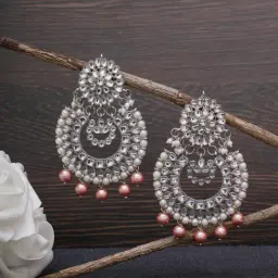 Karatcart Silver Pink Earrings for Women-picture-21