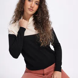glitchez Comfy Crossover Colourblocked Acrylic Turtle Neck Pullover-picture-14