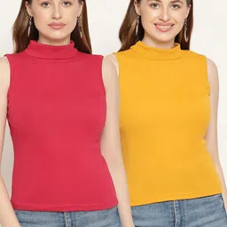 Miaz Lifestyle Pack of 2 Solid Fitted Tops-picture-19