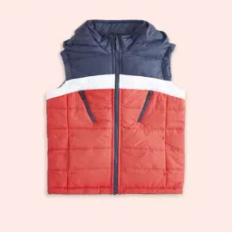 Pantaloons Junior Kids Red & Navy Color Block Jacket-picture-39