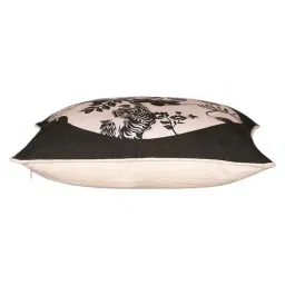 India Circus Black Canvas Fleur Greyscale Duck Cushion Cover image 4