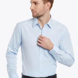 English Navy Men Blue Slim Fit Solid Formal Shirt-image-45