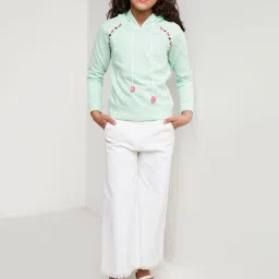Global Desi Girl Kids Mint Green Embroidered Full Sleeves Jumper image 5