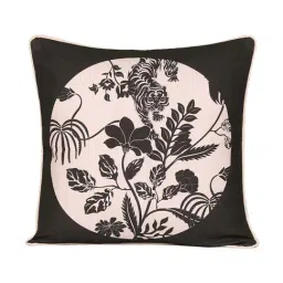 India Circus Black Canvas Fleur Greyscale Duck Cushion Cover image 2