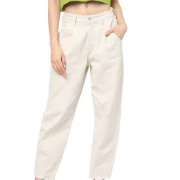 Only Beige Pleated High Rise Pants image 1