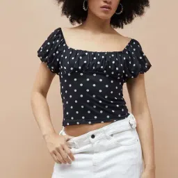 Ginger By Lifestyle Black Regular Fit Printed Top-image-32