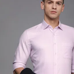 Louis Philippe Men Pink Slim Fit Geometric Design Pure Cotton Formal Shirt-picture-37