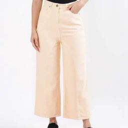 Iconic Peach Cotton Mid Rise Flared Jeans-picture-49