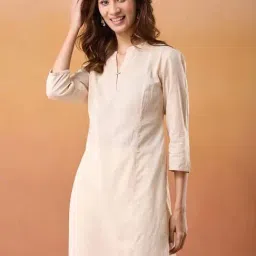 Fabindia Beige Cotton Slim Fit Kurta image 5