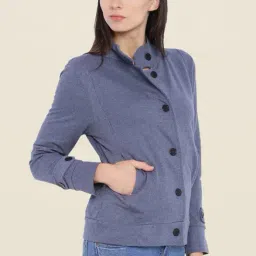 Campus Sutra Blue Textured Jacket image 4
