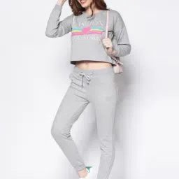 Sera Grey Cotton Printed Top Trackpant Set image 4