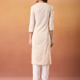 Fabindia Beige Cotton Slim Fit Kurta image 2