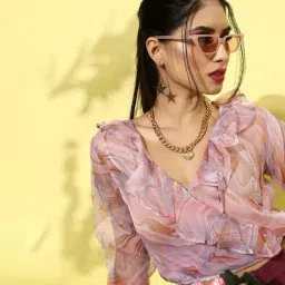 Cation Pink Printed Crop Top image 4