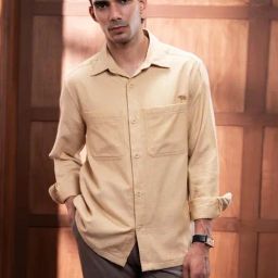 Andamen Mustard Cotton Solid Regular Fit Overshirt-picture-8