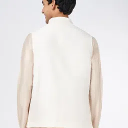 Indus Route by Pantaloons White Pearl Self designed/Jacquard Regular fit Self Formal Coats & Jackets image 2