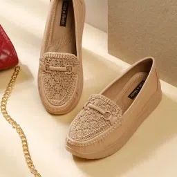 Flat N Heels Women's Khaki Casual Loafers-image-47