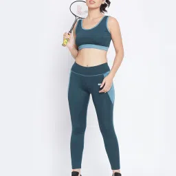 Clovia Teal Slim Fit Tights image 4