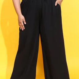 Oxolloxo Plus Size Black Regular Fit Mid Rise Pants-picture-41