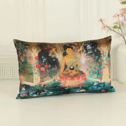 India Circus Blue Silk Regal Magnificence Rectangle Cushion Cover-image-75