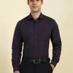 Allen Solly Maroon Cotton Slim Fit Checks Shirt-picture-17