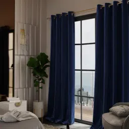 Stoa Paris Date Night Velvet Blue Enigma 7 ft Door Curtains - Set of 2-picture-29