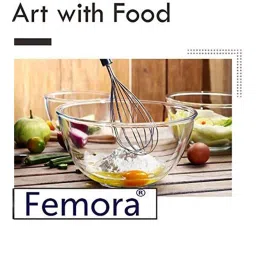 Femora Borosilicate Glass Microwave Safe Mixing Bowls (400 ml) - Set of 4 image 2