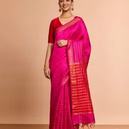Taneira Pink Silk Embroidered Saree With Unstitched Blouse-image-31