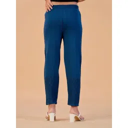 Jaipur Kurti Teal Solid Woolen Pants image 2