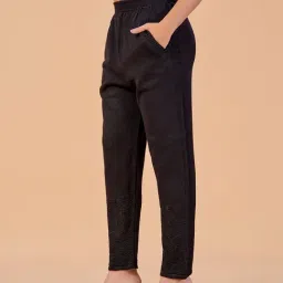Jaipur Kurti Black Solid Woolen Pants image 3