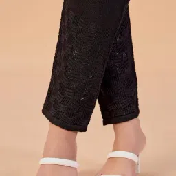 Jaipur Kurti Black Solid Woolen Pants image 4