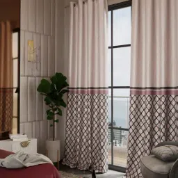 Stoa Paris Versailles Sateen Printed Noble Rose 9 ft Long Door Curtains - Set of 2-image-32