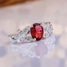Jewels Galaxy Silver-Plated CZ-Studded Adjustable Finger Ring-picture-41