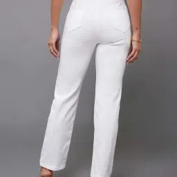 Miss Chase White Straight High Rise Clean Look Regular Length Stretchable Denim Jeans image 2