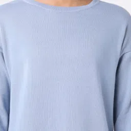 BlissClub Blue At-Ease Cotton Knit Top - Full Sleeves image 5