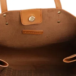Giordano Brown Cut Work Medium Tote Handbag image 4