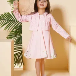 Peppermint Kids Pink Knitted Flared Fit 1 Dress and 1 Jacket-picture-14