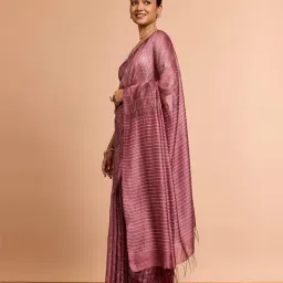 Taneira Pink Silk Embroidered Saree With Unstitched Blouse image 3