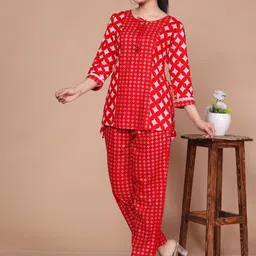 Dwijupal Women Ethnic Motifs Printed Regular Pure Cotton Kurti with Palazzos image 3