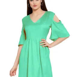 PATRORNA Mint Green Regular Fit & Flare Dress-picture-21