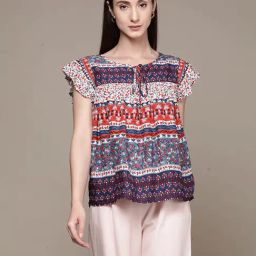 Label Ritu Kumar Multicolor Geometric Print Top-picture-12