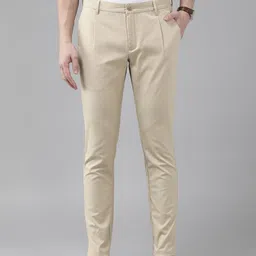 Blackberrys Men Striped Skinny Fit Pleated Trousers-image-14