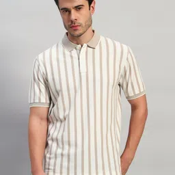 Cantabil Men Striped Polo Collar Slim Fit T-shirt-picture-34
