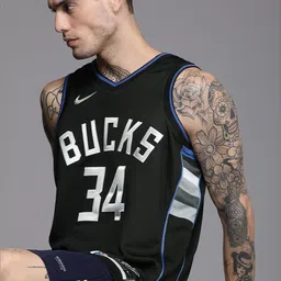 Nike Men Black Self Design SEL MNK Dri-Fit MVP Giannis Basketball Tank Jersey Tshirt-picture-11