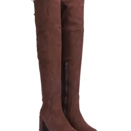 Saint G Women Brown Stretch Suede Thigh High Boots-picture-15