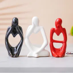 eCraftIndia Multi-Color Resin Decorative Thinking Human Figurines Statues (Pack Of 3)-picture-17