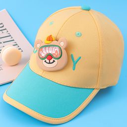 Babyhug Baseball Cap With Teddy Bear Applique - Yellow-picture-38