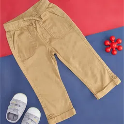 Pantaloons Baby Cotton Solid Pant - Beige-image-72