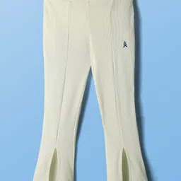 Pine Kids Cotton Knit Full Length Flared Leggings With Logo Print - Beige-picture-23
