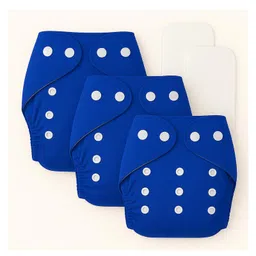 Sparkle Joy Free Size Reusable Cloth Diaper With Insert Pad 3 Pcs Diaper With 2 Pcs Insert- Blue-picture-21